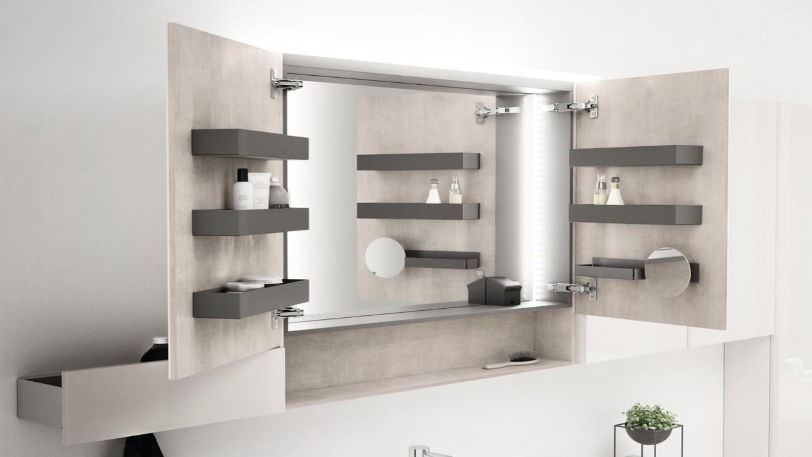 Armoire de toilette Acanto avec boîtes de rangement