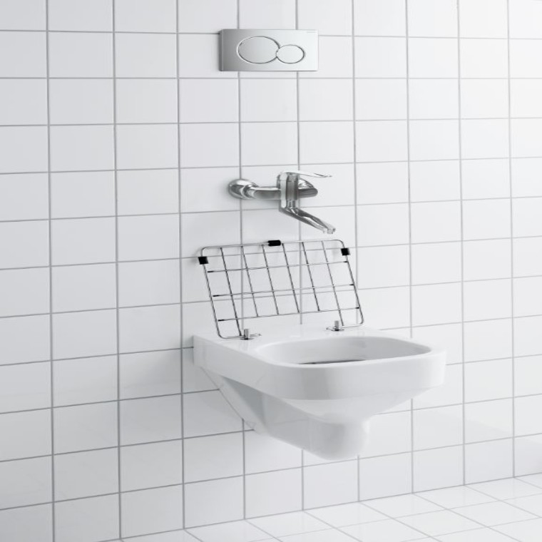 Stainless steel hinged grating of the Geberit Publica slop hopper Stainless steel hinged grating of the Geberit Publica slop hopper