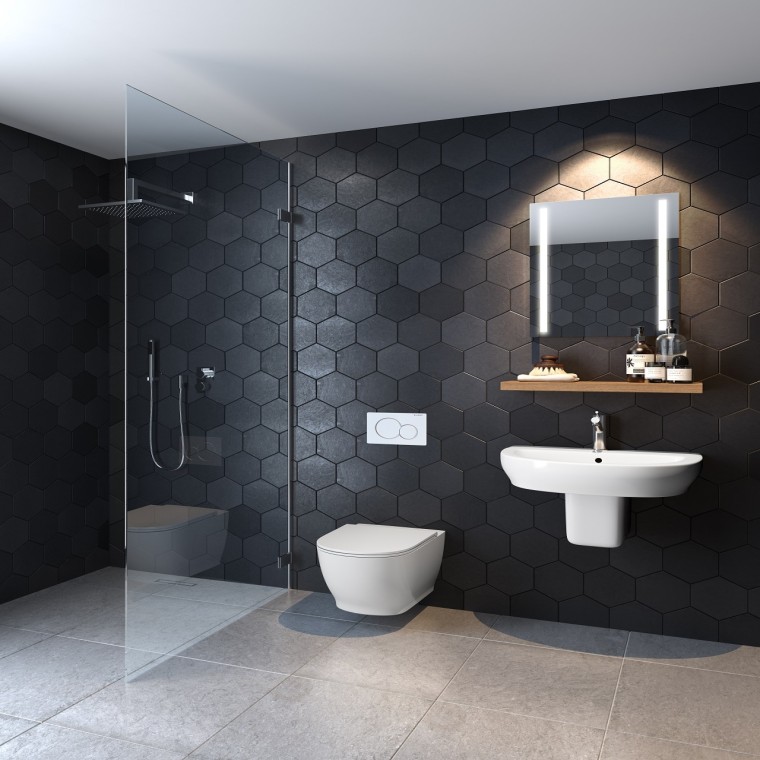 Bathroom with Geberit Senya WC and washbasin Bathroom with Geberit Senya WC and washbasin