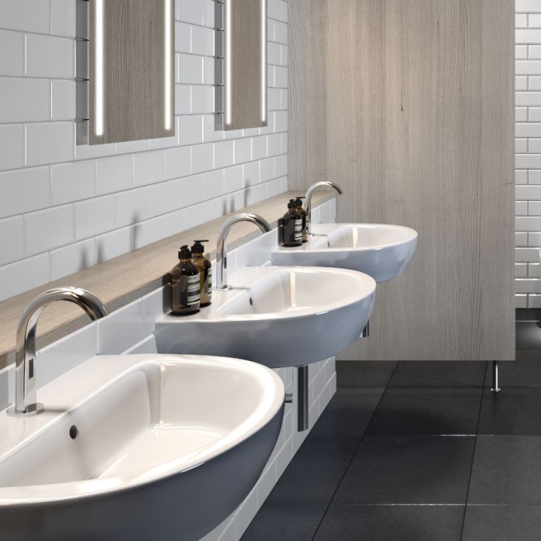 Geberit Senya installed in a semi-public bathroom Geberit Senya installed in a semi-public bathroom