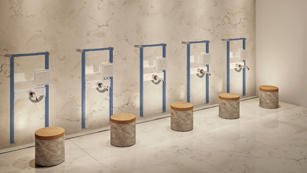 Geberit Piave Tap System with Geberit Duofix for ablution area