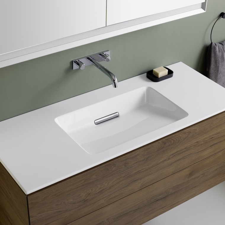 Lavabo pour meuble Geberit ONE avec plage de dépose latérale Lavabo pour meuble Geberit ONE avec plage de dépose latérale