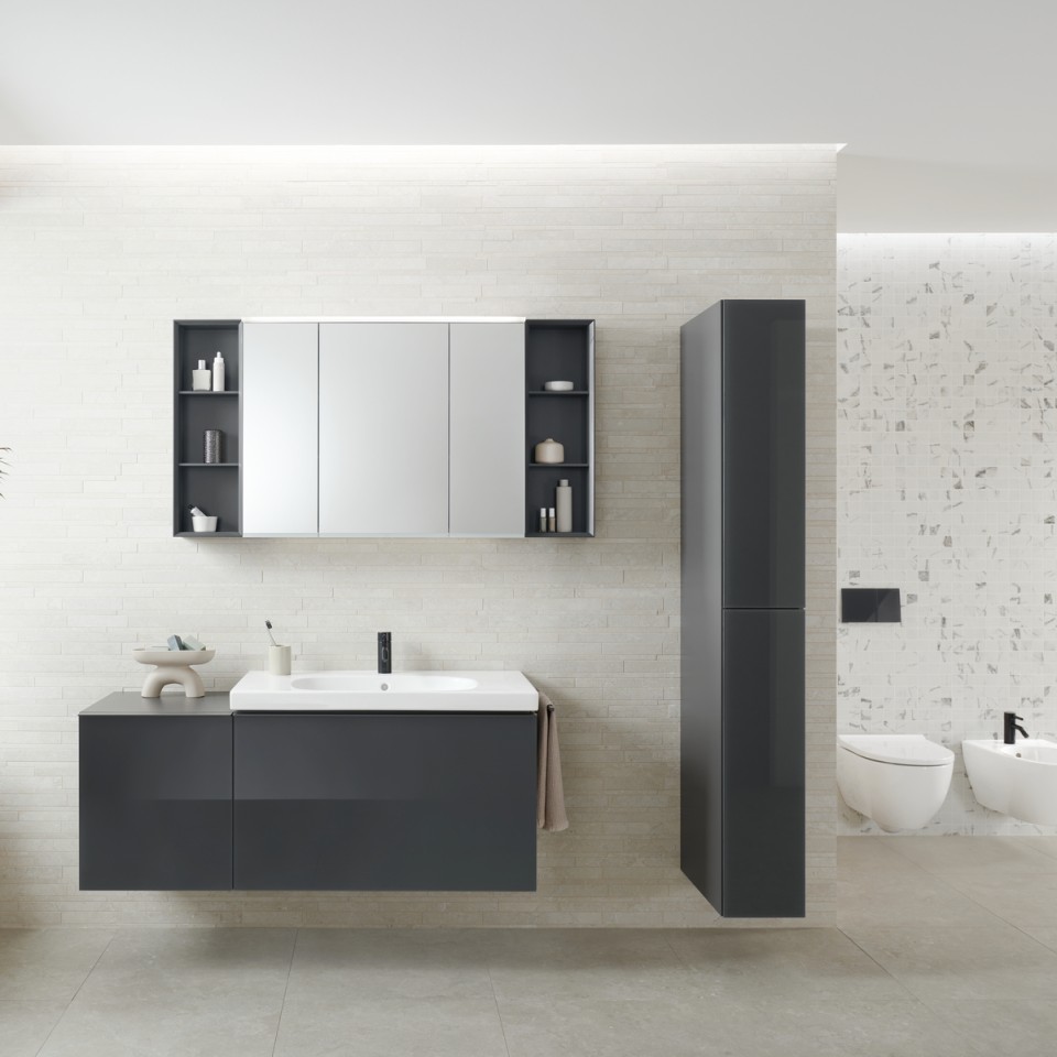 Salle de bains Geberit Acanto avec lavabo, meubles, WC et baignoire