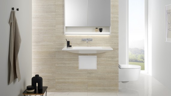 Less dust traps thanks to concealed trap with Geberit ONE washbasin (© Geberit)