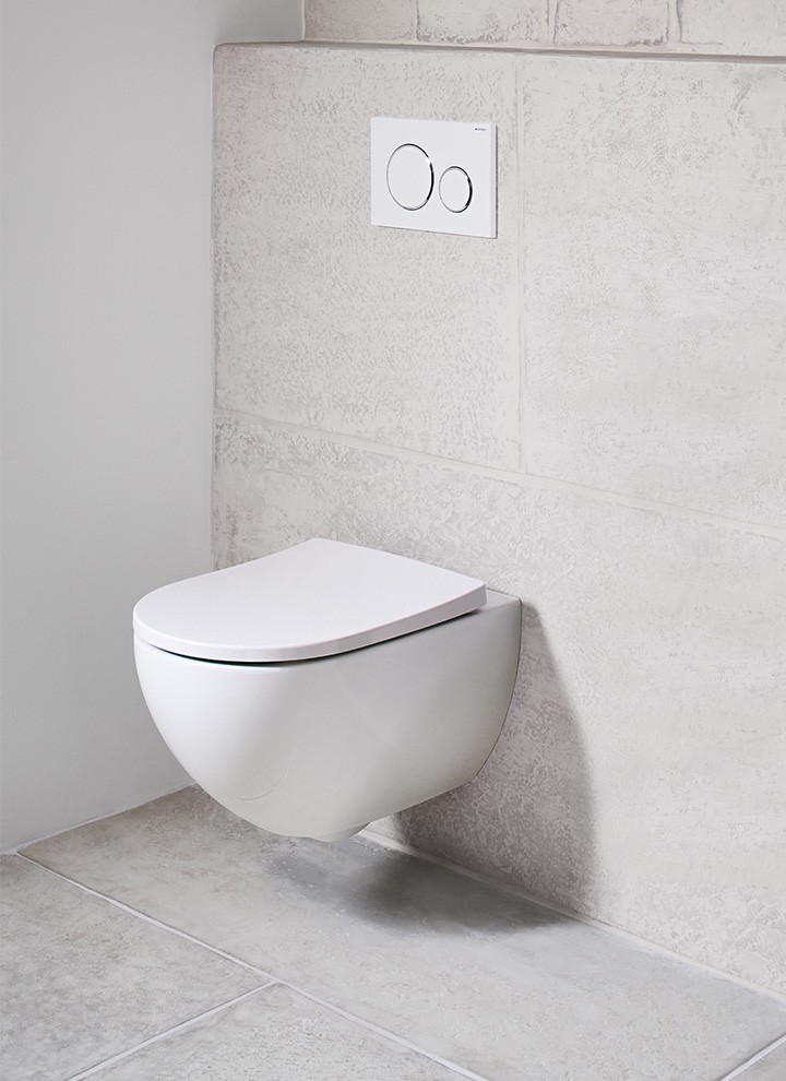 Wall-hung WC for uninterrupted floor cleaning Wall-hung WC for uninterrupted floor cleaning