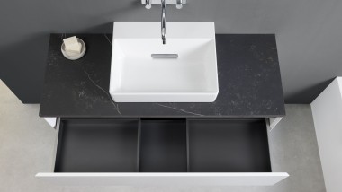 Geberit ONE washbasin cabinet without trap cut-out