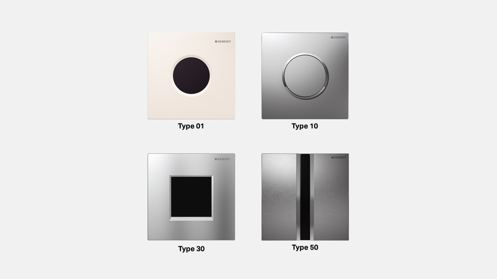 Plaques de déclenchement infrarouges et mécaniques de Geberit pour urinoirs Plaques de déclenchement infrarouges et mécaniques de Geberit pour urinoirs