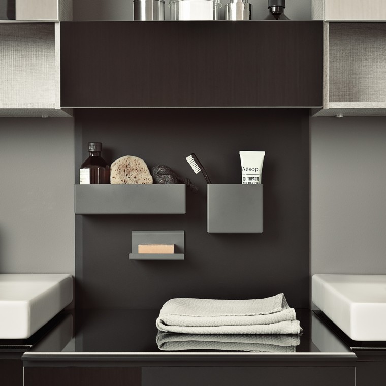 Magnetic board from Geberit with practical storage boxes Magnetic board from Geberit with practical storage boxes