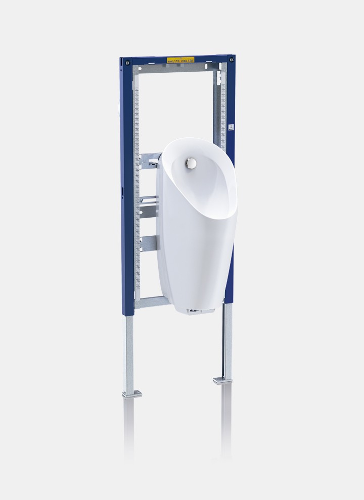 Urinal flexibility thanks to the Geberit installation frame Urinal flexibility thanks to the Geberit installation frame
