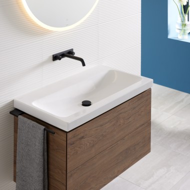 Geberit iCon bathroom sink with Geberit ONE washbasin cabinet