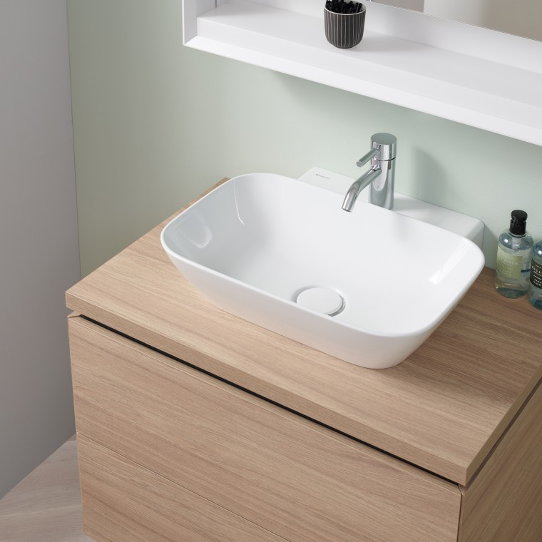 Geberit ONE washbasin cabinet in oak Geberit ONE washbasin cabinet in oak