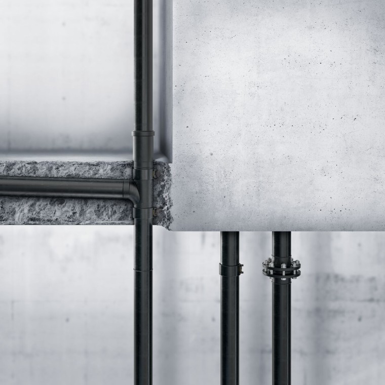 Geberit PE can also be laid in concrete Geberit PE can also be laid in concrete