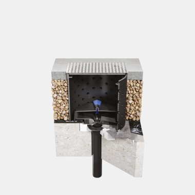 Installation de Geberit Pluvia sur une toiture en béton praticable avec étanchéité bitumineuse