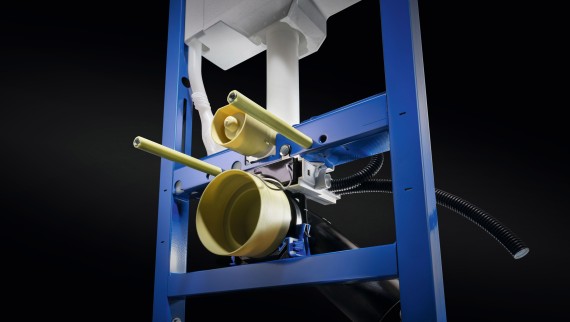 Water and electrical current connections to the WC Water and electrical current connections to the WC