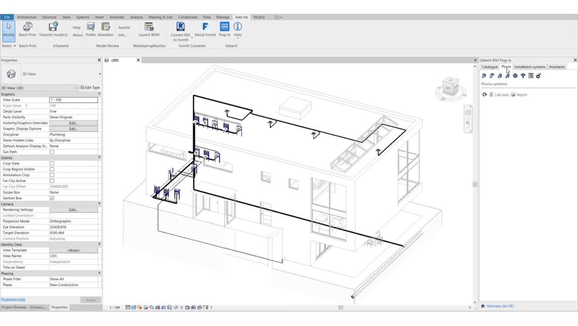 Module Pluvia du nouveau Geberit BIM Plug-in