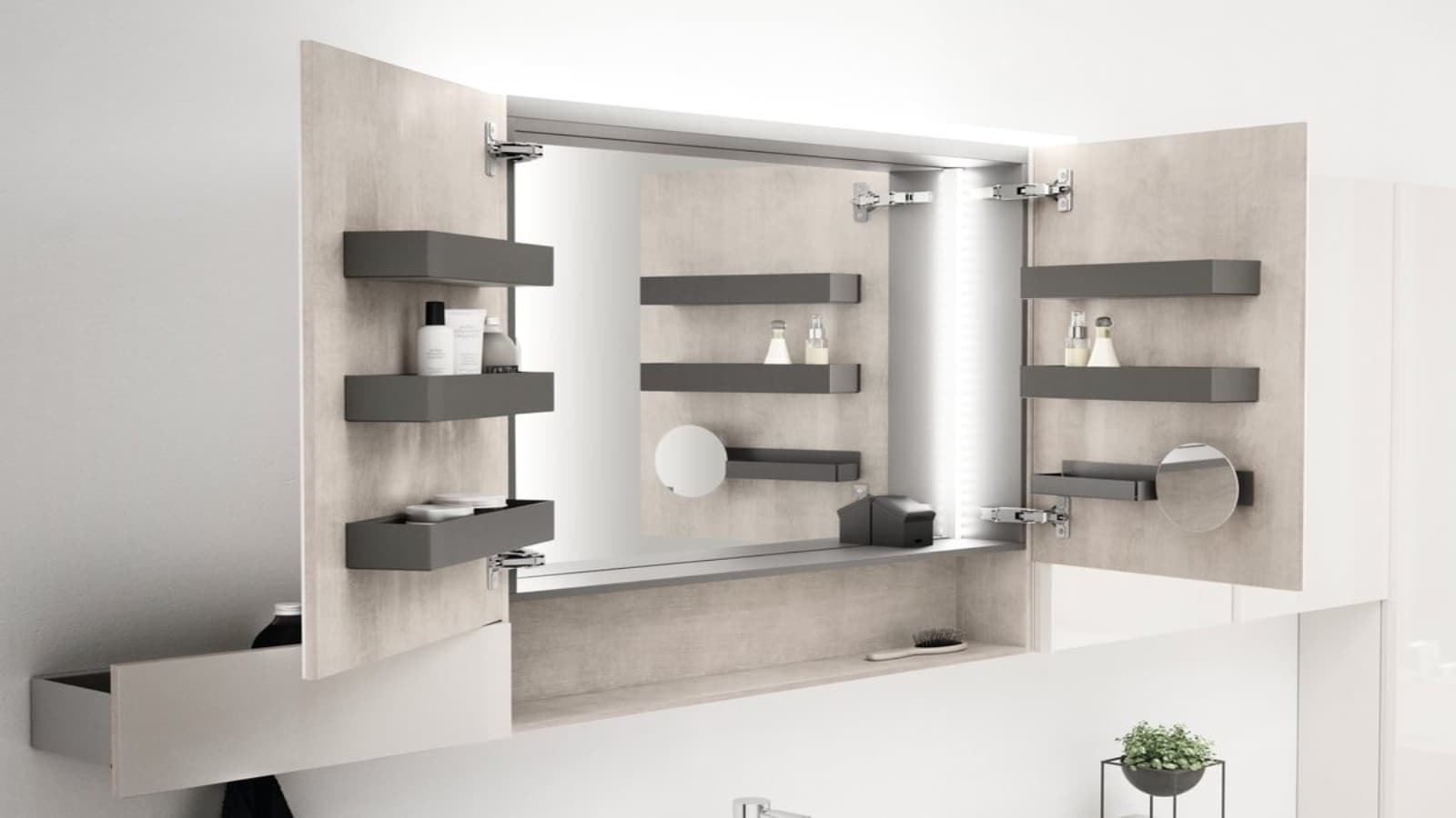 Armoire de toilette Acanto avec boîtes de rangement Armoire de toilette Acanto avec boîtes de rangement