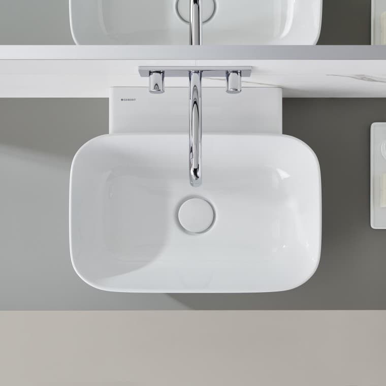 Geberit ONE lay-on washbasin in bowl shape design Geberit ONE lay-on washbasin in bowl shape design