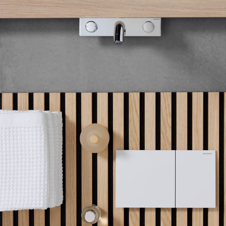 Panneau tendance avec plaque de déclenchement Geberit Sigma70 Panneau tendance avec plaque de déclenchement Geberit Sigma70