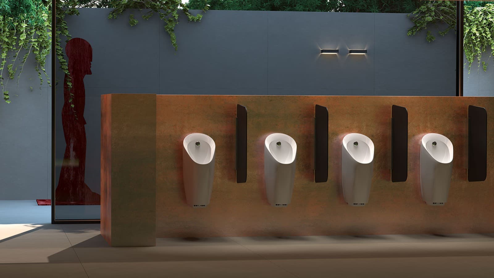 Public sanitary installations with Geberit urinals and partition walls (© Geberit) Public sanitary installations with Geberit urinals and partition walls (© Geberit)