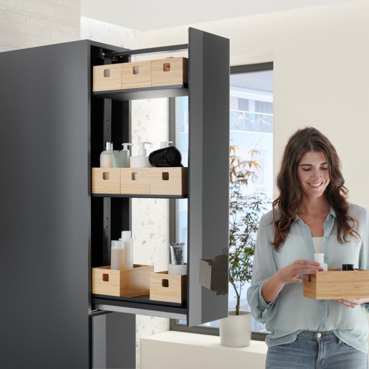 Tall cabinet with lava glass cargo Tall cabinet with lava glass cargo