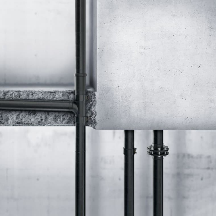 Geberit PE peut également être posée dans le béton Geberit PE peut également être posée dans le béton